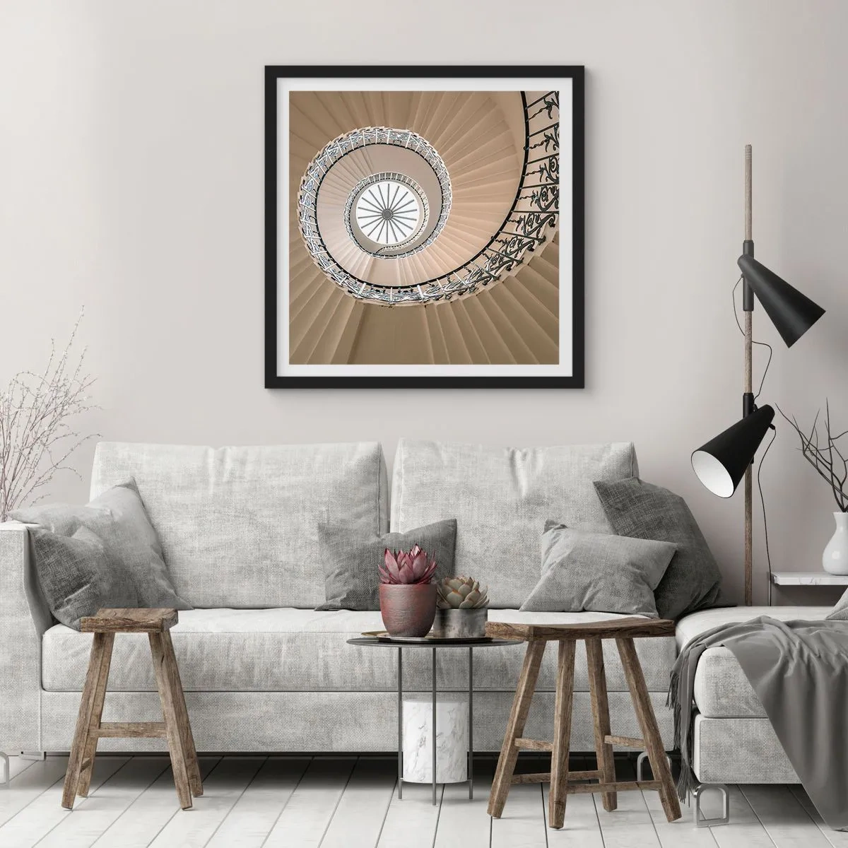 Poster in cornice nera - Al centro della chiocciola - 40x40 cm