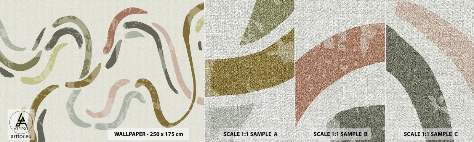 Campione di Fotomurale Premium Canvas - La danza gioiosa dell'astrazione - Pastello, Minimalista, Luminoso - 100x30 cm