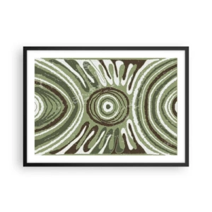 Poster in cornice nera - Motivi astratti nelle tonalità del verde e del marrone - 70x50cm - Esplosione di emozioni - Decorazione murale moderna per soggiorno e camera da letto ARTTOR