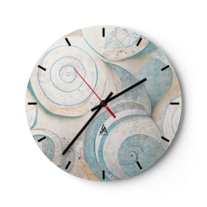 Orologio da parete - Orologio in Vetro - Spirali artistiche in stile conchiglia nei toni del blu e del beige - 30x30cm - Cosa nasconde la chiocciola? - Decorazione murale moderna per soggiorno, cucina e camera da letto ARTTOR