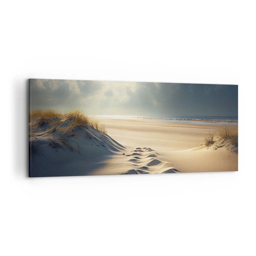 Quadro su tela - Stampe su Tela - Dune dorate sulla spiaggia al tramonto con vista sul mare - 120x50cm - Paesaggio rilassante - Decorazione murale moderna per soggiorno e camera da letto ARTTOR