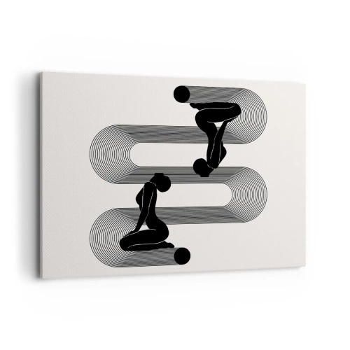 Quadro su tela - Stampe su Tela - Sagome nere con linee geometriche su sfondo chiaro - 100x70cm - Simmetria sensuale - Decorazione murale moderna per soggiorno e camera da letto ARTTOR