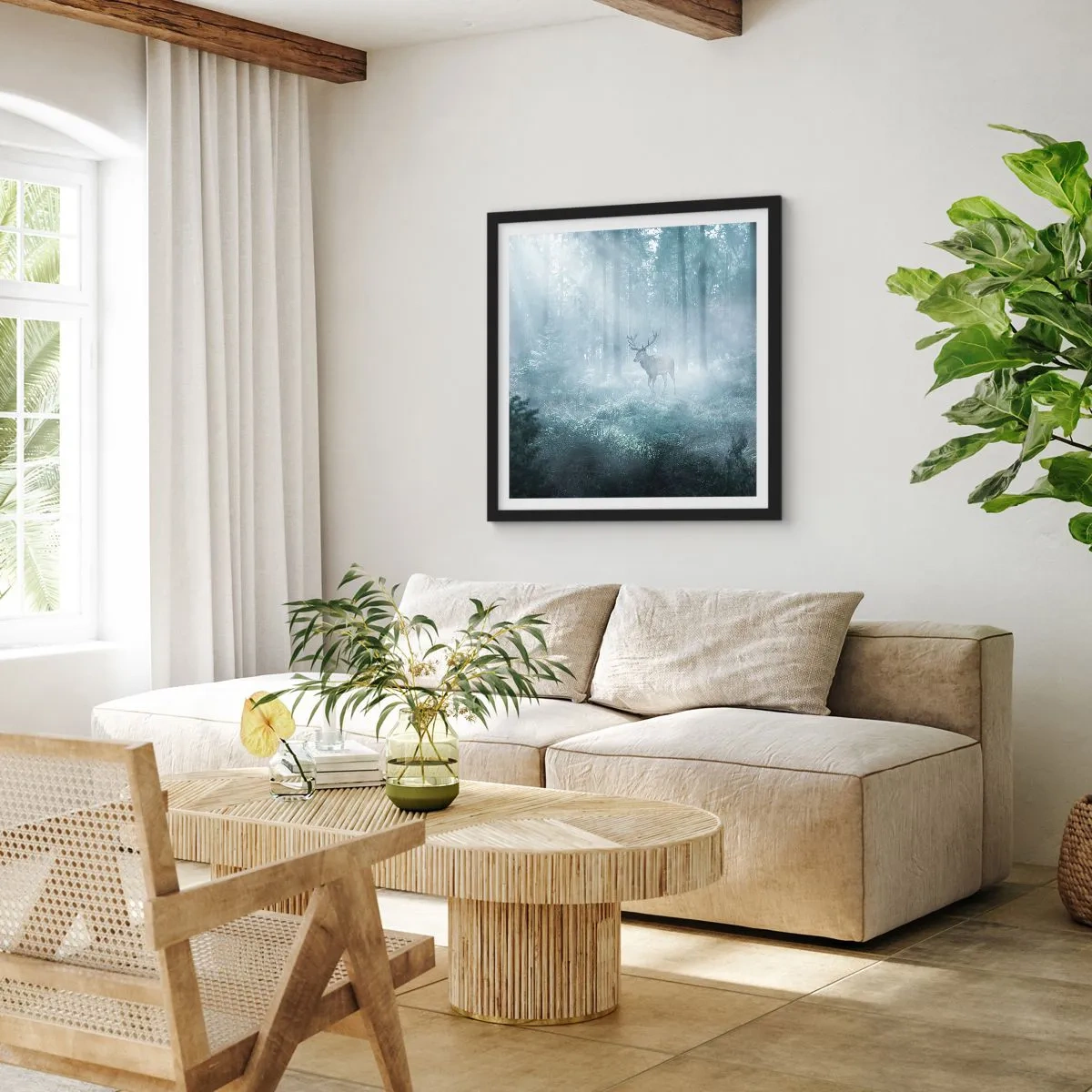 Poster in cornice nera - Passeggiata mattutina sulle sue terre - 50x50 cm