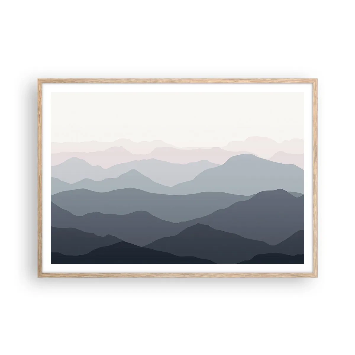 Poster in cornice rovere chiaro - Le onde dei monti - 100x70 cm