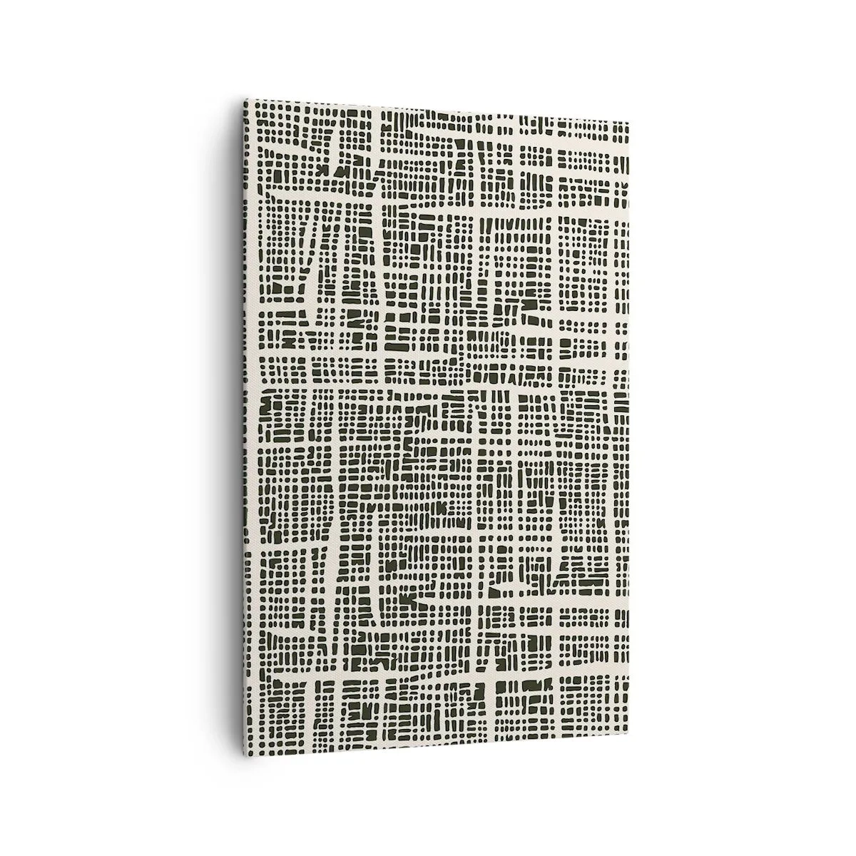 Quadro su tela - Stampe su Tela - Un motivo geometrico che ricorda una griglia su uno sfondo chiaro - 80x120cm - Composizione tessuta - Decorazione murale moderna per soggiorno e camera da letto ARTTOR