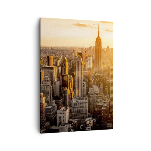Quadro su tela - Stampe su Tela - Skyline di New York City al tramonto con vista sull'Empire State Building - 50x70cm - Crescere al sole - Decorazione murale moderna per soggiorno e camera da letto ARTTOR
