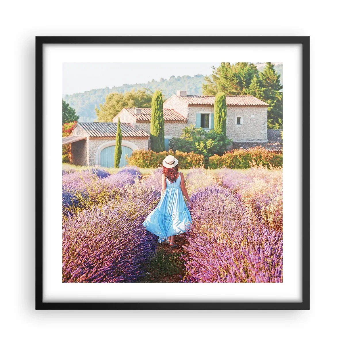 Poster in cornice nera - La ragazza nella lavanda - 50x50 cm