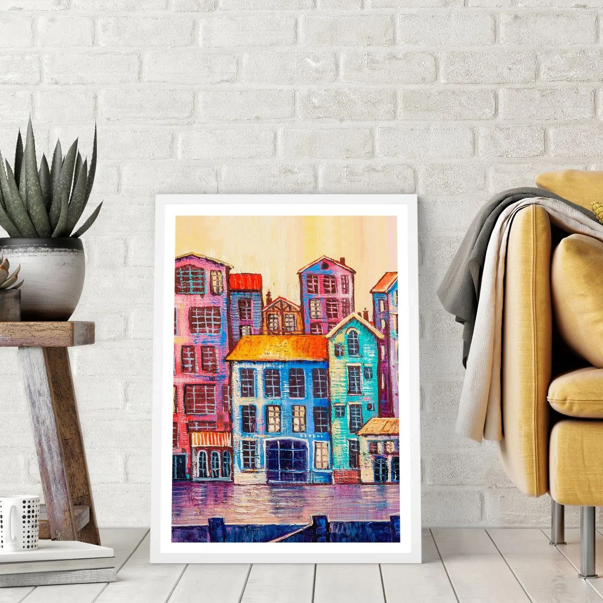 Poster in cornice bianca - Una città da favola - 50x70 cm