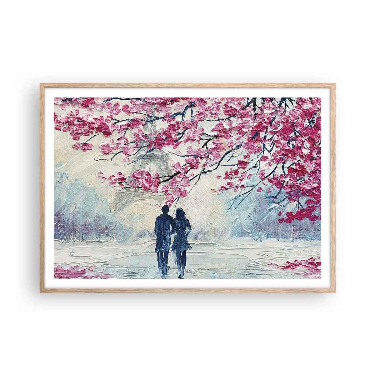 Poster in cornice rovere chiaro - Passeggiata romantica - 100x70 cm
