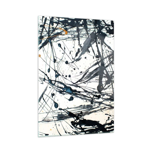 Quadro su vetro - Punti e linee astratte su uno sfondo chiaro - 50x70cm - Ha senso o non ha senso? - Decorazione murale moderna per soggiorno e camera da letto ARTTOR