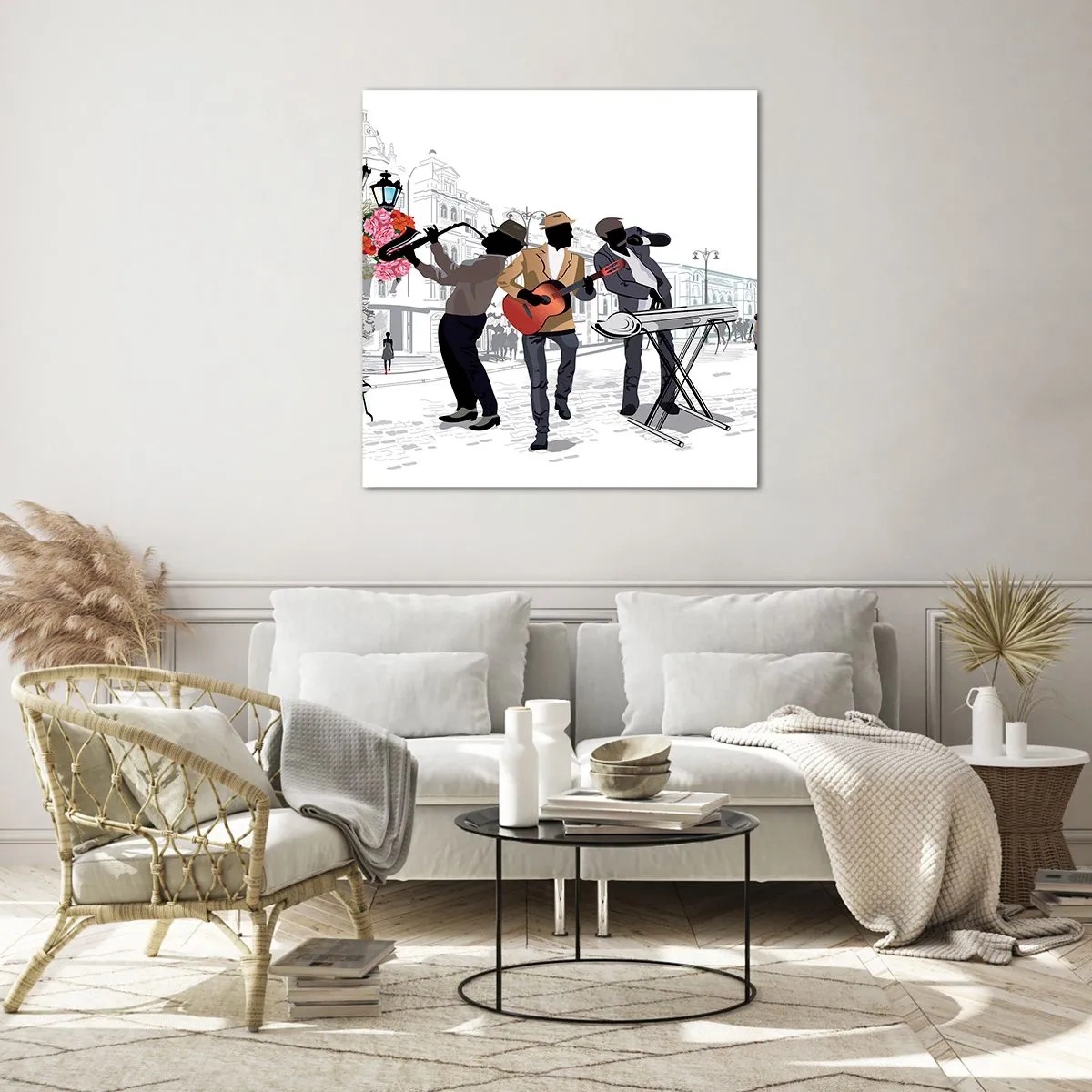 Quadro su vetro - Musica da strada - 30x30 cm