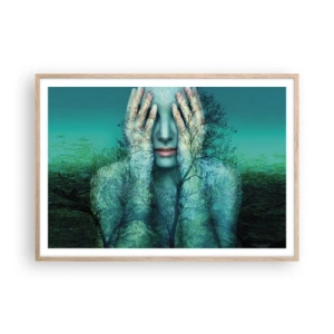 Poster in cornice rovere chiaro - Immersa nel blu - 100x70 cm