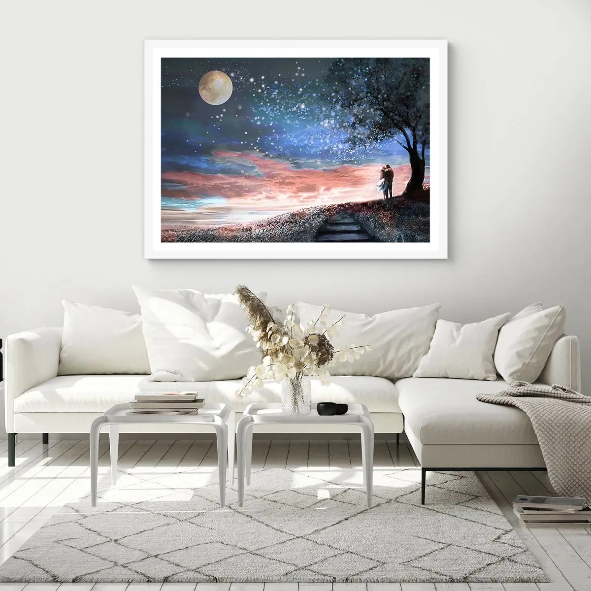 Poster in cornice bianca - Lo spettacolo delle stelle - 100x70 cm