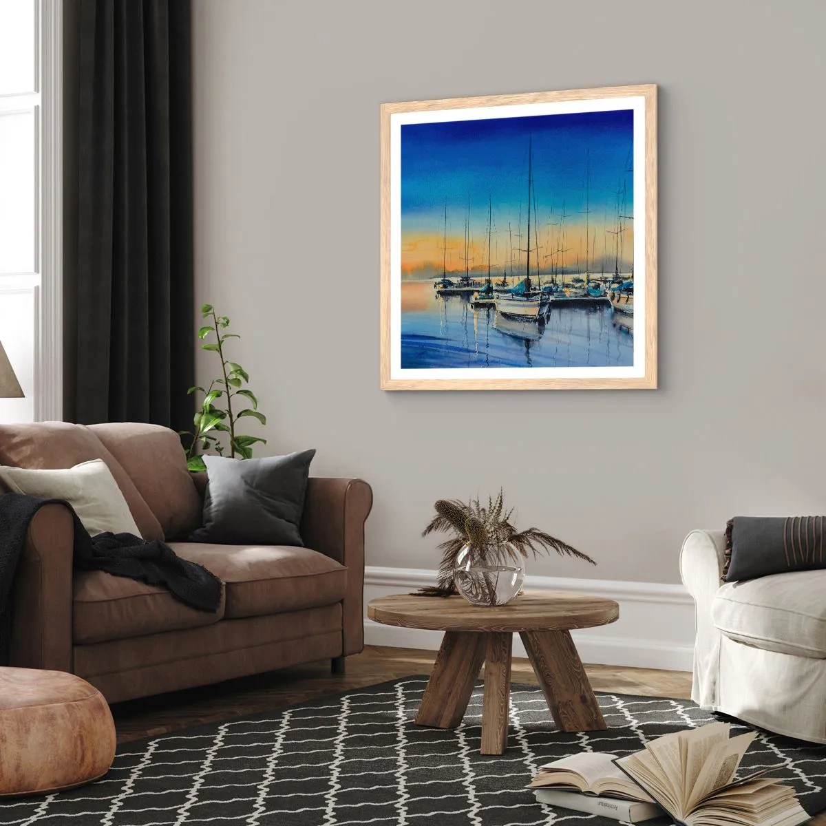 Poster in cornice rovere chiaro - La fine di una buona giornata - 40x40 cm