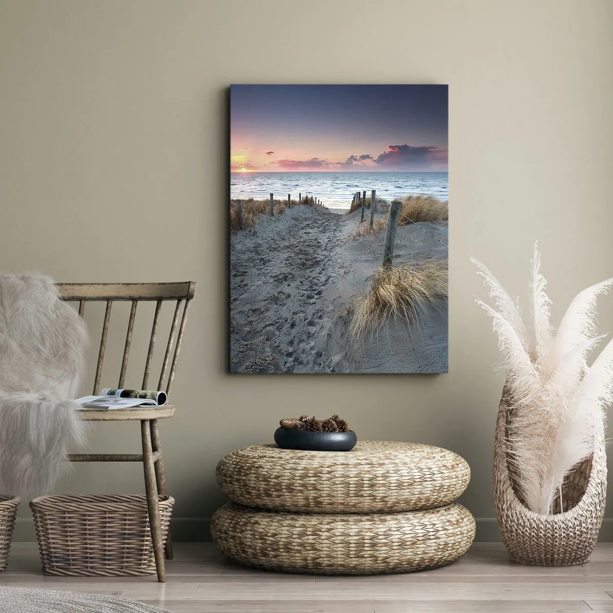 Quadro su tela - Stampe su Tela - Sentiero che porta alla spiaggia al tramonto - 70x100cm - Hai versato un arcobaleno di luce radiosa... - Decorazione murale moderna per soggiorno e camera da letto ARTTOR