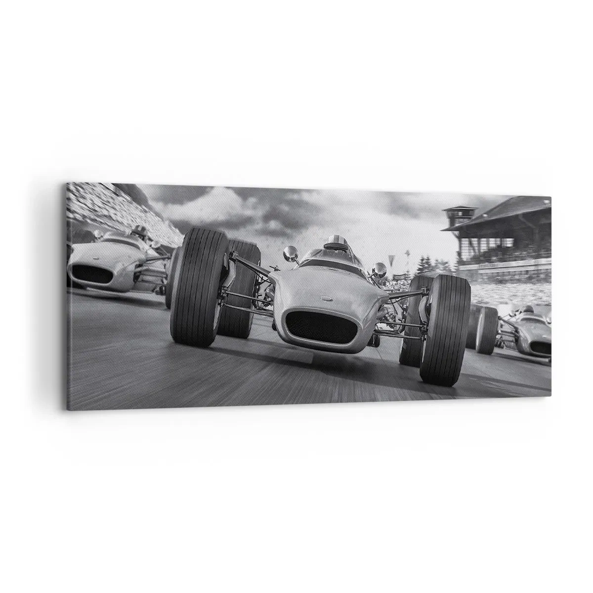 Quadro su tela - Stampe su Tela - Gara di auto d'epoca in movimento - 120x50cm - C'è la forza! - Decorazione murale moderna per soggiorno e camera da letto ARTTOR