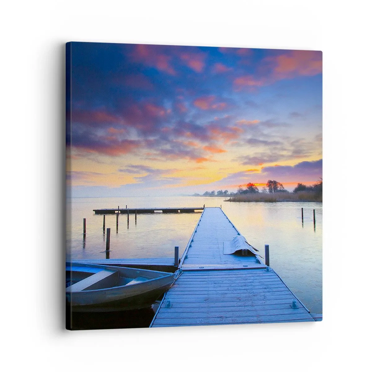 Quadro su tela - Stampe su Tela - Tranquillità violacea e dorata - 30x30 cm