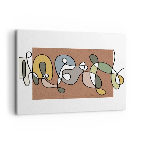 Quadro su tela - Stampe su Tela - Astrazione colorata con macchie e linee - 100x70cm - Un'astrazione da ridere - Decorazione murale moderna per soggiorno e camera da letto ARTTOR