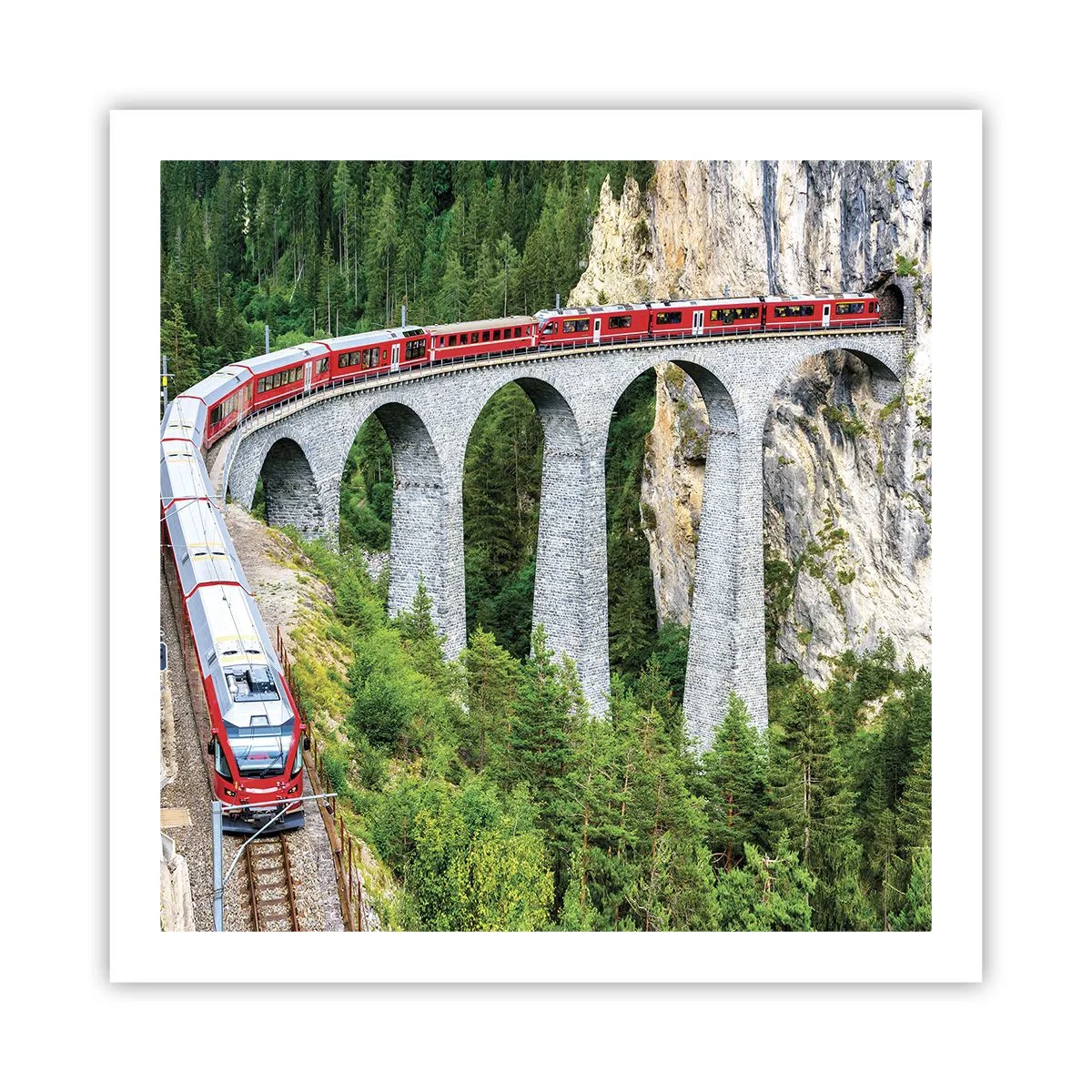 Poster - Il treno tra i monti - 60x60 cm