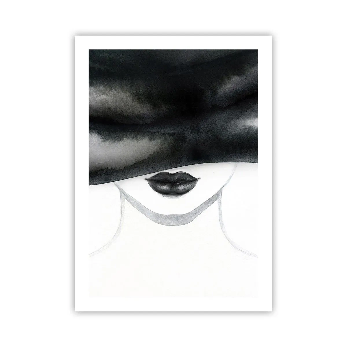 Poster - Ritratto in bianco e nero di una donna bendata - 50x70cm - Il segreto dei sensi - Decorazione murale moderna per soggiorno e camera da letto ARTTOR
