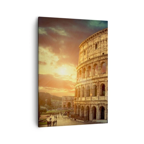 Quadro su tela - Stampe su Tela - Il Colosseo a Roma al tramonto - 50x70cm - Impressione colossale - Decorazione murale moderna per soggiorno e camera da letto ARTTOR