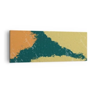 Quadro su tela - Stampe su Tela - Punti astratti nei colori terrosi e verdi - 140x50cm - Astrazione: movimento lento - Decorazione murale moderna per soggiorno e camera da letto ARTTOR