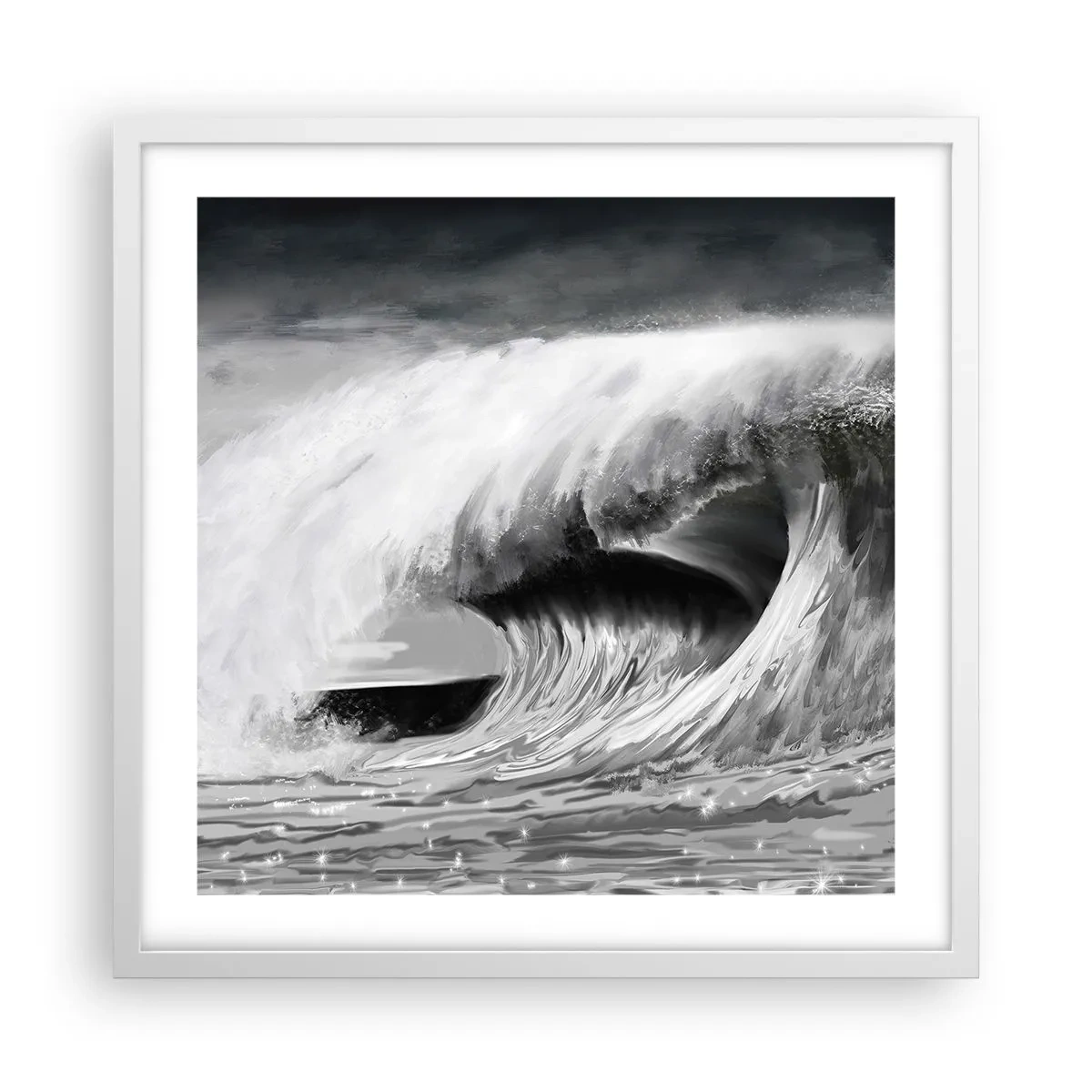 Poster in cornice bianca - La furia dell'oceano - 50x50 cm
