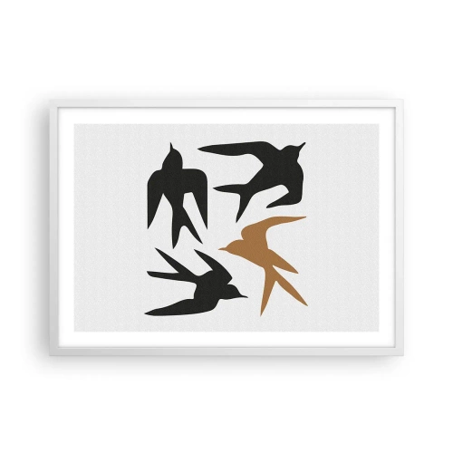 Poster in cornice bianca - Giochi di rondini - 70x50 cm