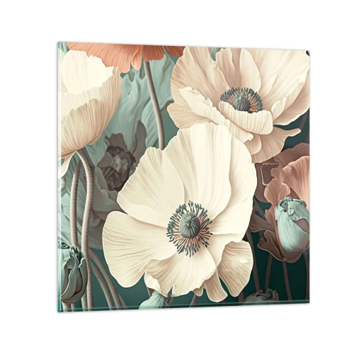 Quadro su vetro - Il sussurro dei papaveri - 40x40 cm