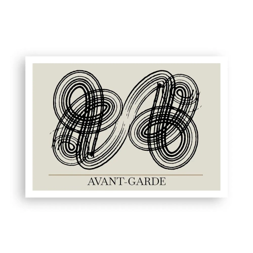 Poster - Linee nere astratte su sfondo chiaro in stile avanguardista. - 100x70cm - In tutta spontaneità - Decorazione murale moderna per soggiorno e camera da letto ARTTOR