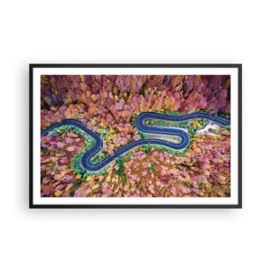 Poster in cornice nera - Via tortuosa attraverso il bosco - 91x61 cm