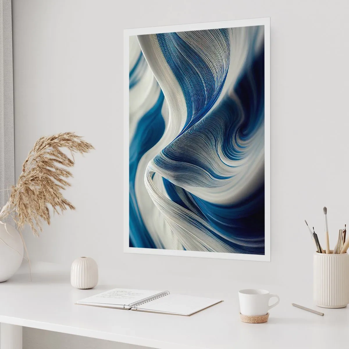Poster - Fluidità di blu e di bianco - 70x100 cm