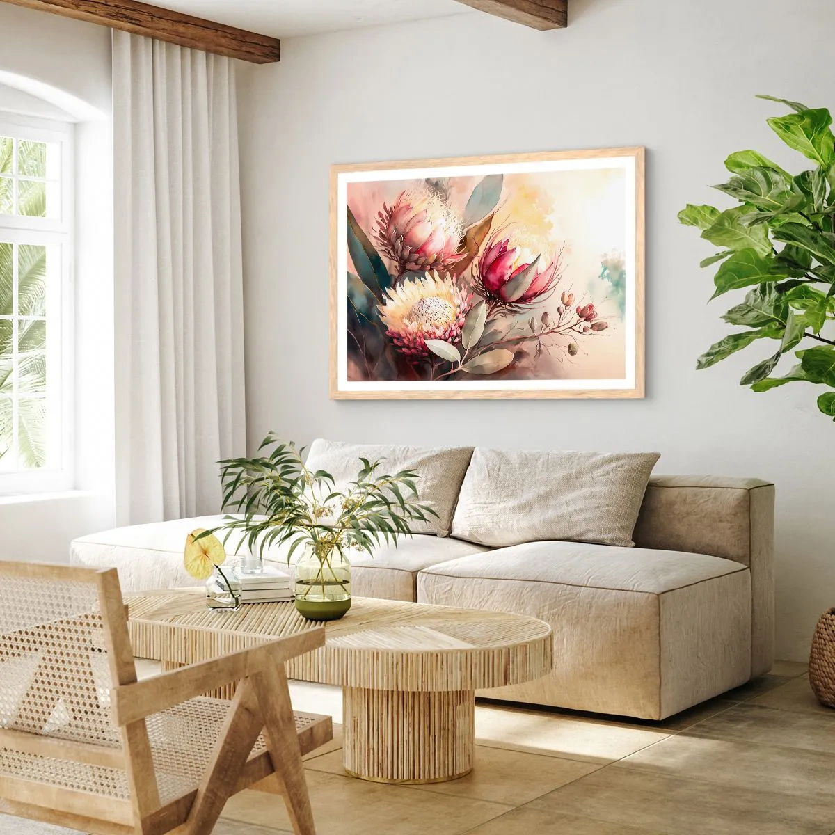 Poster in cornice rovere chiaro - Di profilo e di fronte - 50x40 cm