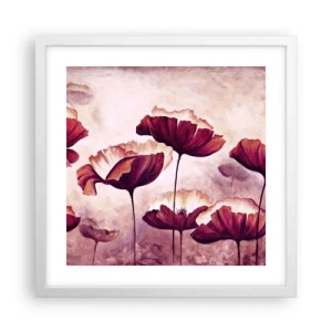 Poster in cornice bianca - Petalo rosso e bianco - 40x40 cm