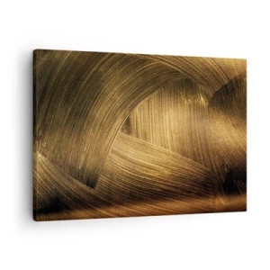 Quadro su tela - Stampe su Tela - Pennellate astratte dorate - 70x50cm - Nel labirinto d'oro - Decorazione murale moderna per soggiorno e camera da letto ARTTOR