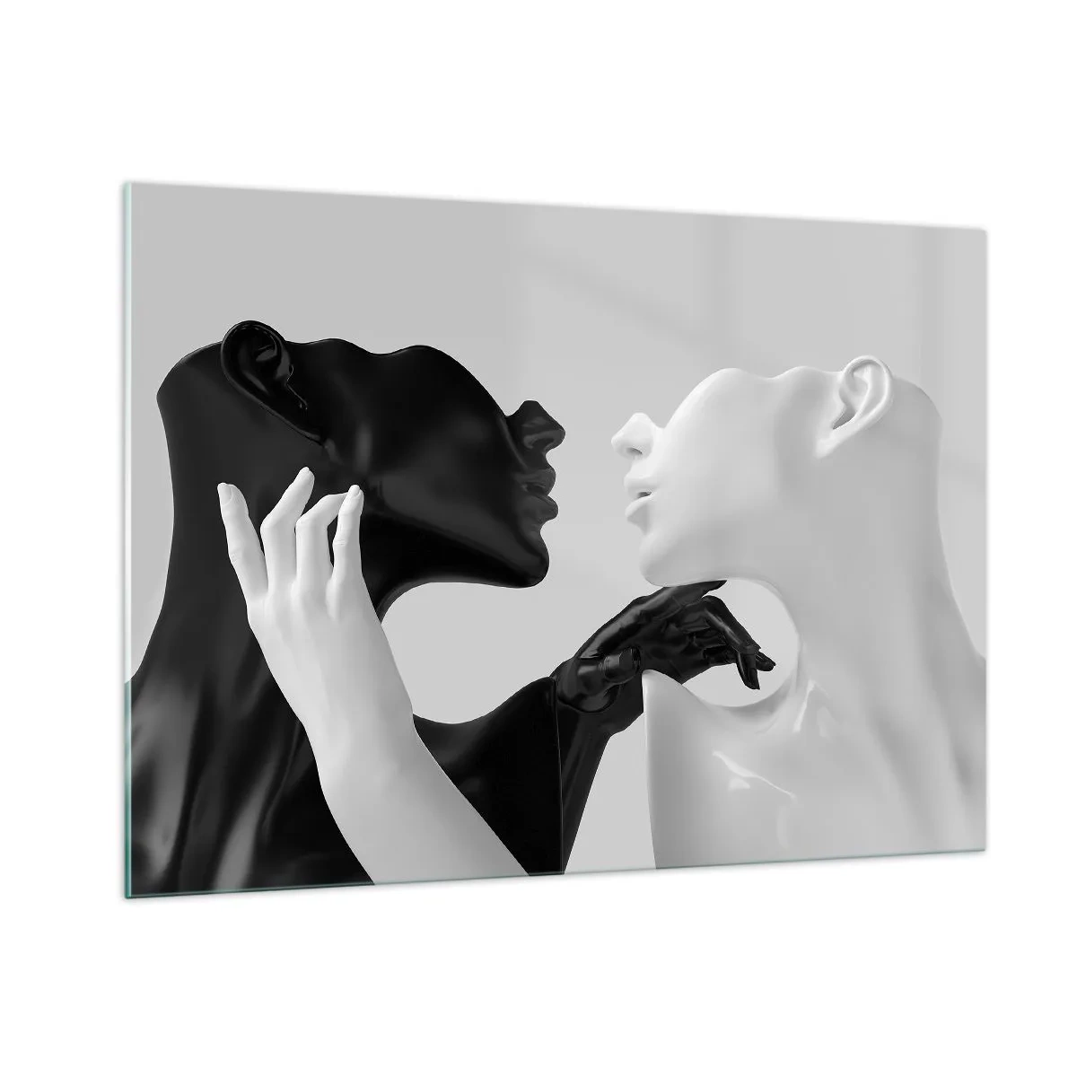 Quadro su vetro - Figure in bianco e nero in primo piano sensuale - 100x70cm - Desiderio - attrazione - Decorazione murale moderna per soggiorno e camera da letto ARTTOR