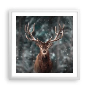 Poster in cornice bianca - Il re del bosco incoronato - 50x50 cm