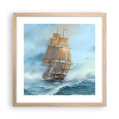 Poster in cornice rovere chiaro - Frangendo i flutti - 40x40 cm