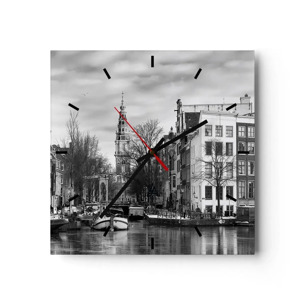 Orologio da parete - Orologio in Vetro - Atmosfera di Amsterdam - 40x40 cm