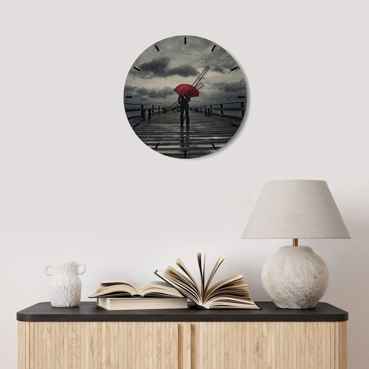 Orologio da parete - Orologio in Vetro - Non importa che piove - 30x30 cm