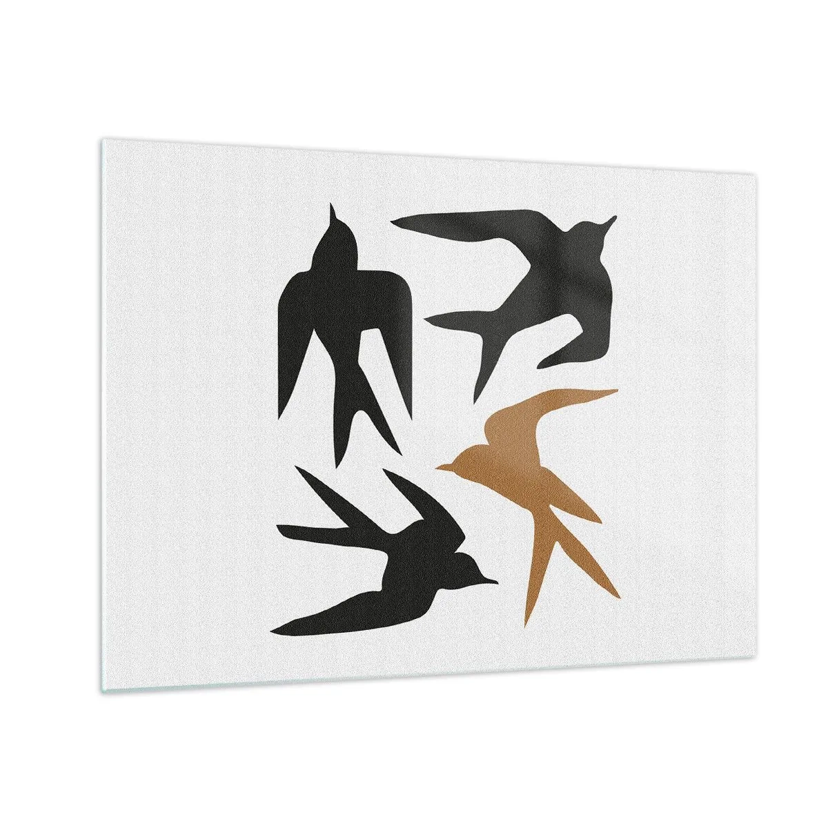 Quadro su vetro - Quattro rondini volanti in stile minimalista - 70x50cm - Giochi di rondini - Decorazione murale moderna per soggiorno e camera da letto ARTTOR