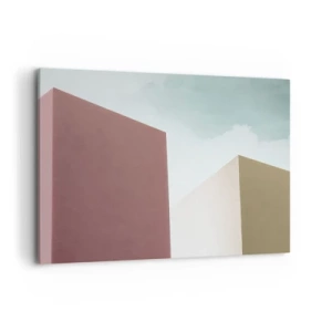 Quadro su tela - Stampe su Tela - Architettura minimalista con blocchi pastello e cielo - 100x70cm - Geometria di un'estate assolata - Decorazione murale moderna per soggiorno e camera da letto ARTTOR