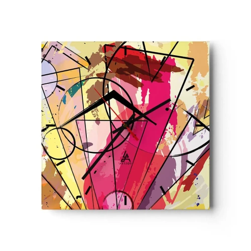 Orologio da parete - Orologio in Vetro - Astrazione con linee e forme geometriche - 30x30cm - Esplosione - Decorazione murale moderna per soggiorno e camera da letto ARTTOR