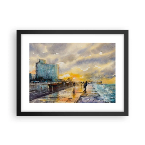 Poster in cornice nera - Vita sulla costa - 40x30 cm