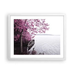 Poster in cornice bianca - Nel silenzio rosa - 50x40 cm