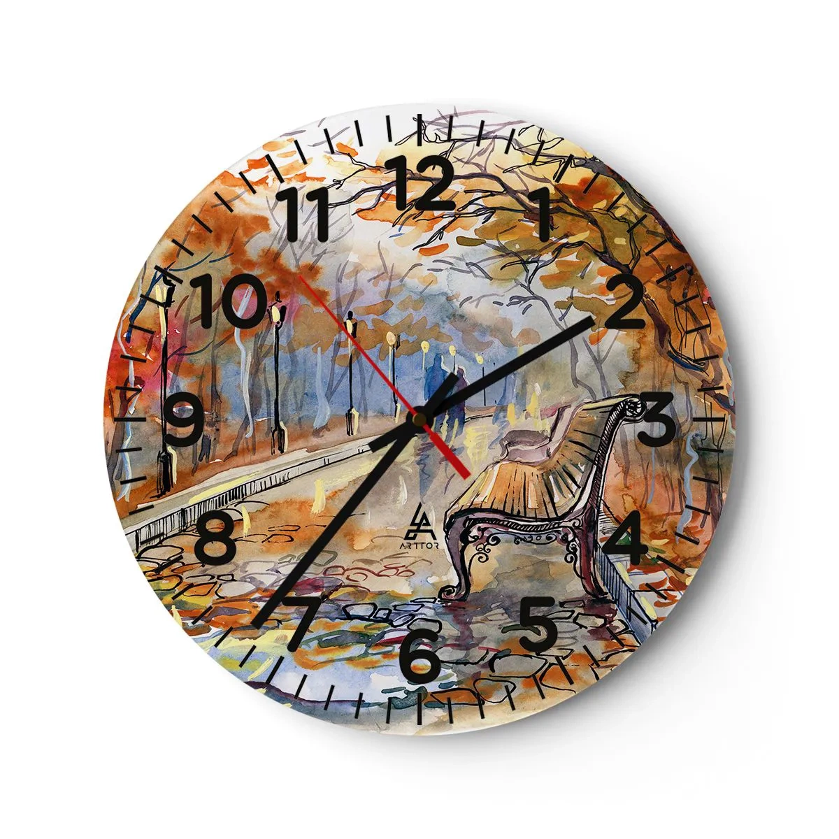 Orologio da parete - Orologio in Vetro - Passeggiando insieme l'autunno - 30x30 cm