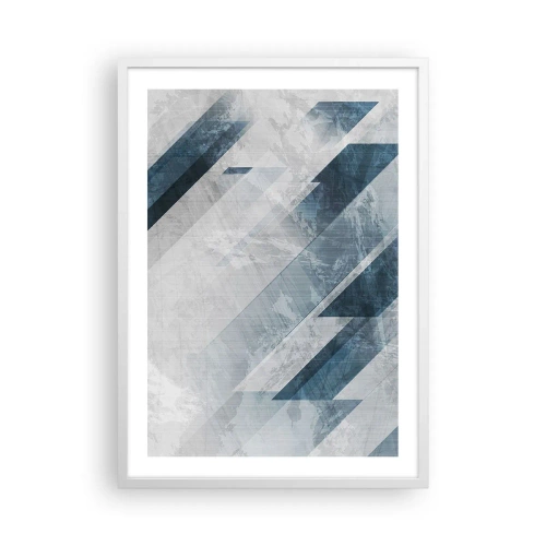 Poster in cornice bianca - Composizione spaziale: movimento in grigio - 50x70 cm