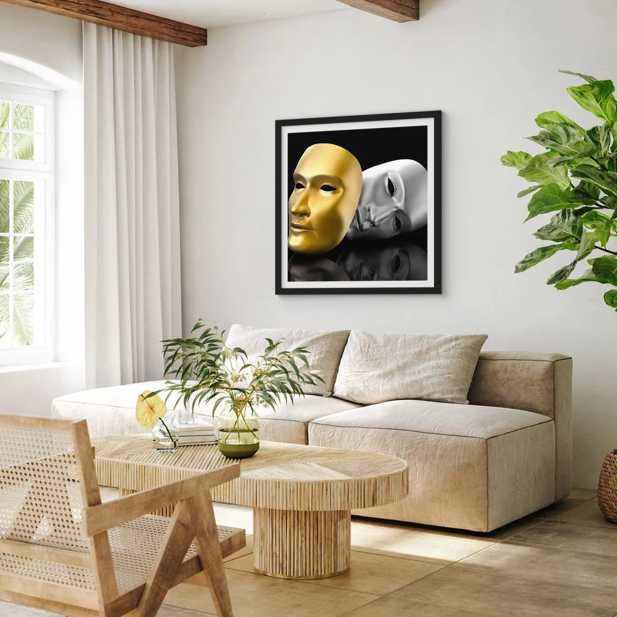 Poster in cornice nera - La vita è teatro - 60x60 cm