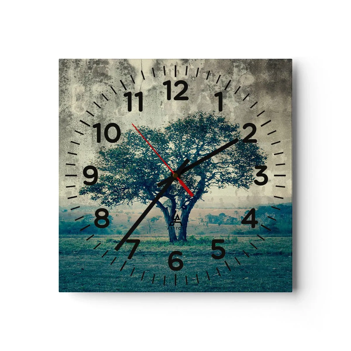 Orologio da parete - Orologio in Vetro - Un melo su un prato blu? - 40x40 cm