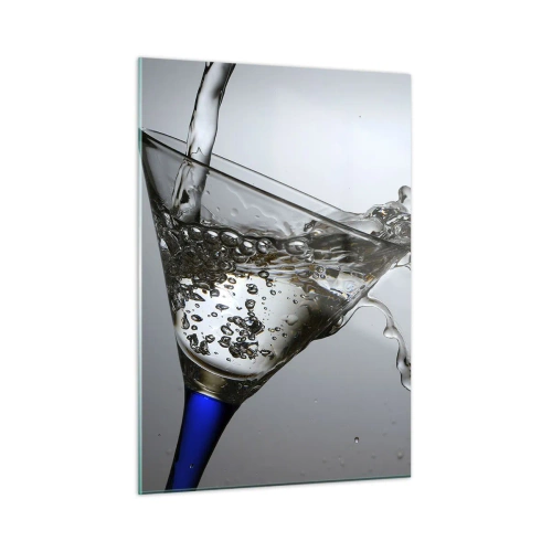 Quadro su vetro - Acqua che schizza in un bicchiere da martini - 50x70cm - Acqua cristallina in vetro di cristallo - Decorazione murale moderna per soggiorno e camera da letto ARTTOR